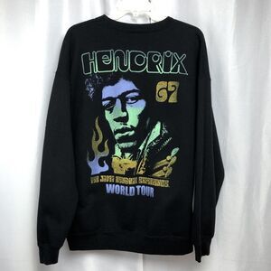 Jimi Hendrix Experience World Tour 67 Black Graphic Sweatshirt XL Rock Concert